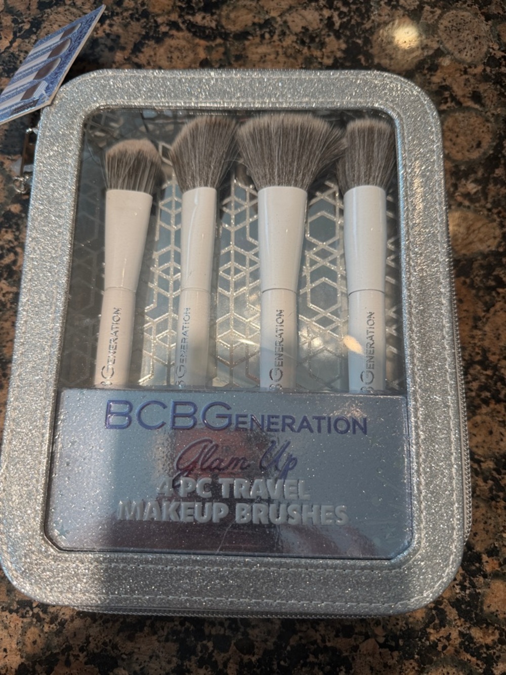 BCBGeneration White Handle Travel Makeup Brush Set with Gray Bristles